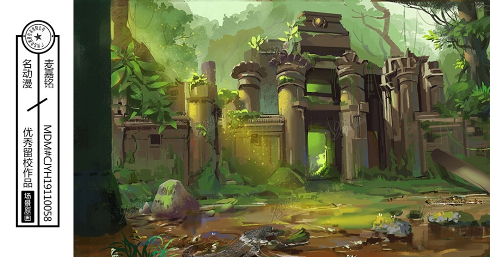 丛林废墟|原创|场景|废墟-场景原画作品图片素材