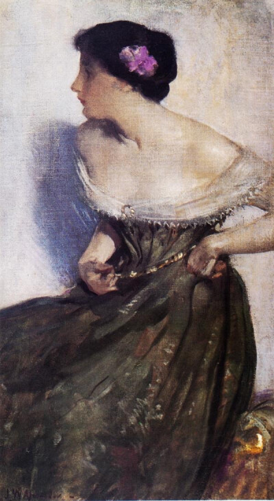 约翰·怀特·亚历山大（John White Alexander，1856-1915），以装饰性的肖像画和壁画闻名。