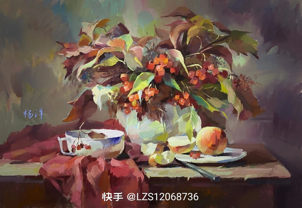 美术老师的油画花卉