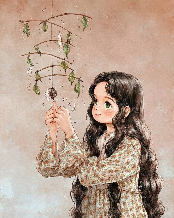 愿望 ~ 来自韩国插画家Aeppol 的「森林女孩日记-2020」系列插画。