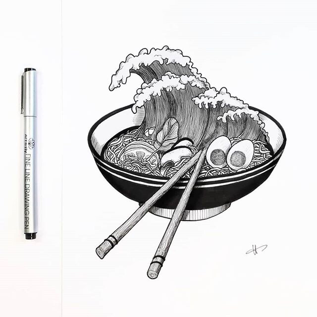 黑白线描插画装饰画手绘