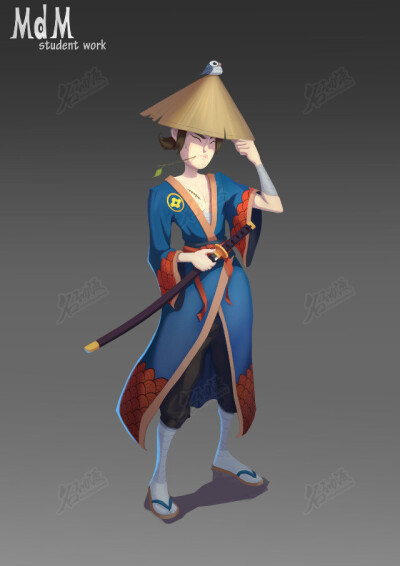 和風流浪武士|原創(chuàng)|流浪武士|斗笠|和風|立繪-角色原畫作品圖片素材