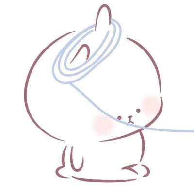 小兔子绕线球情侣头像，卡通情侣头像，治愈小清新