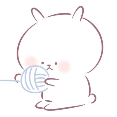 小兔子绕线球情侣头像，卡通情侣头像，治愈小清新
