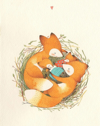 水彩 动物 狐狸