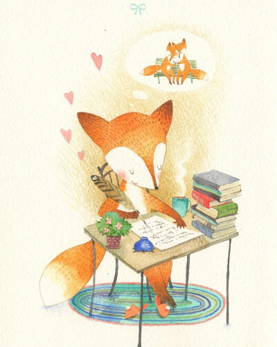 水彩 动物 狐狸