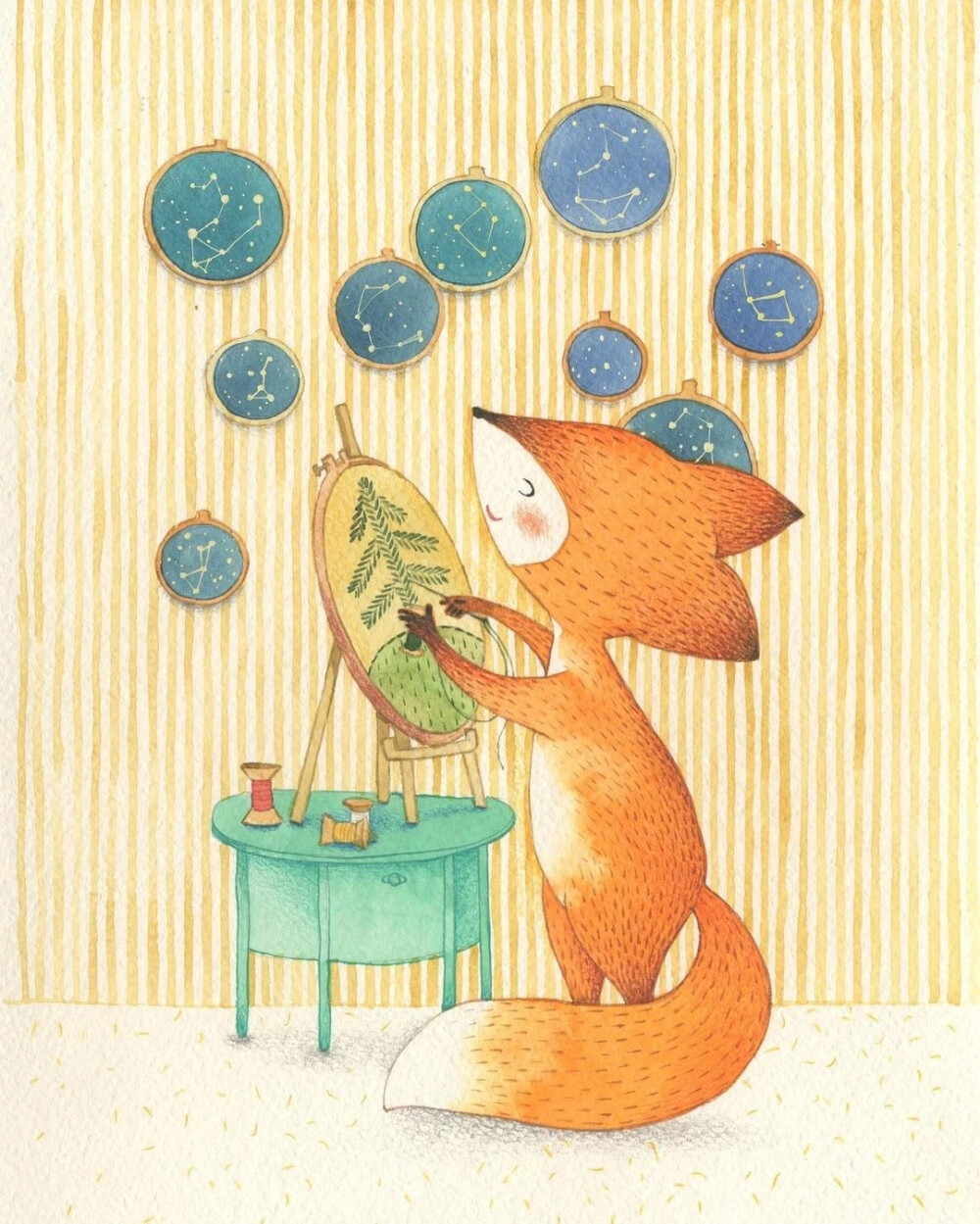 水彩 动物 狐狸