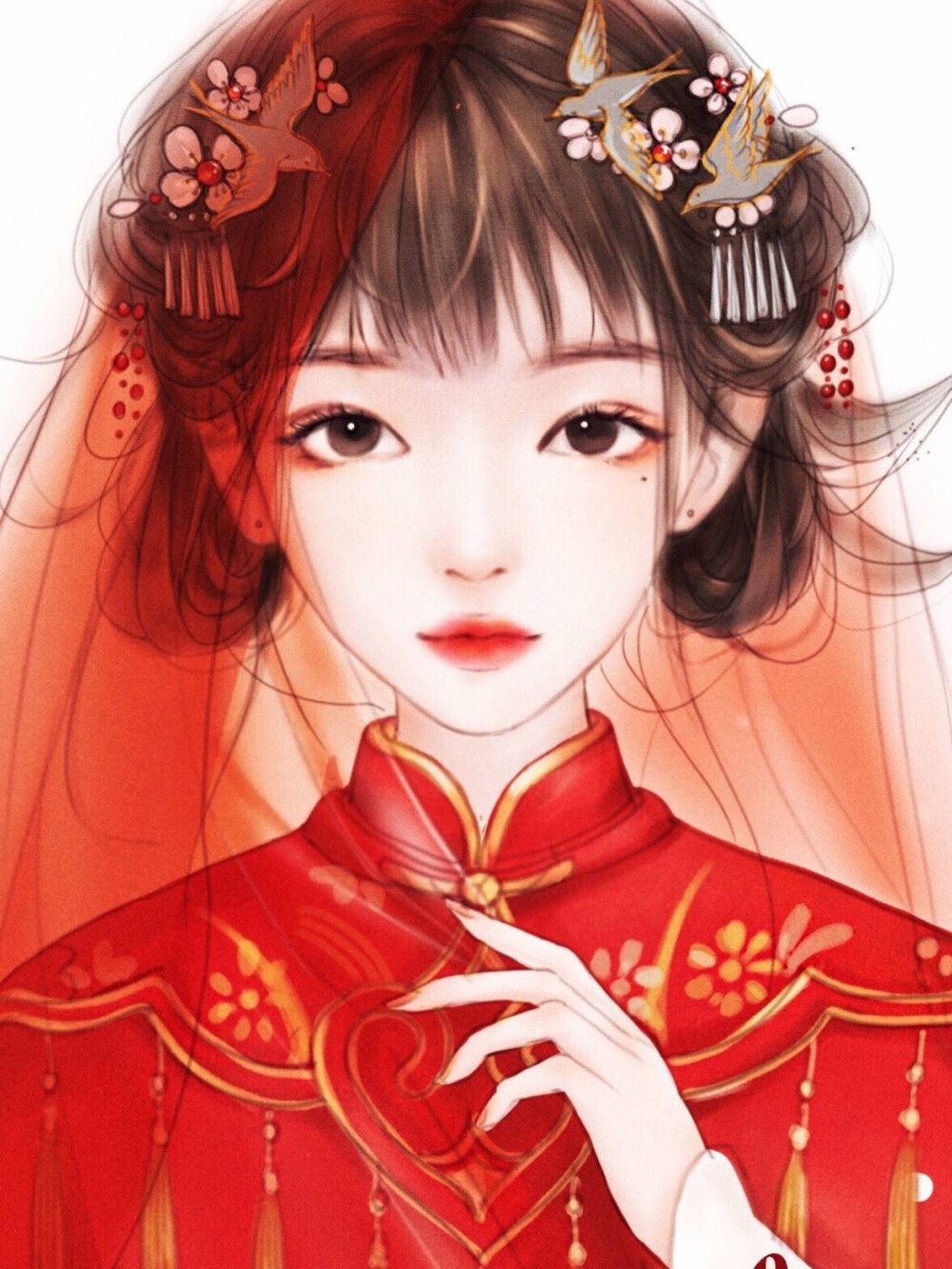 芙蓉不及美人妝，水殿風(fēng)來(lái)珠翠香。 ???
畫師：_白岫