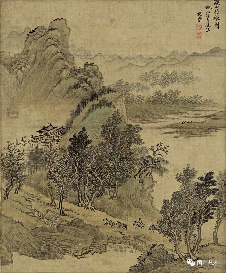 杨晋（1644－1728）字子和，一字子鹤，号西亭，自号谷林樵客、鹤道人，又署野鹤。山水为王翚入室弟子