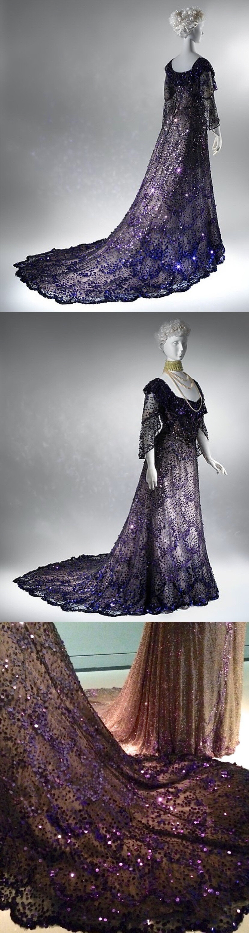 英国亚历山德拉王后的晚礼服,1890-1910年,亚历山德拉存留下来的服饰