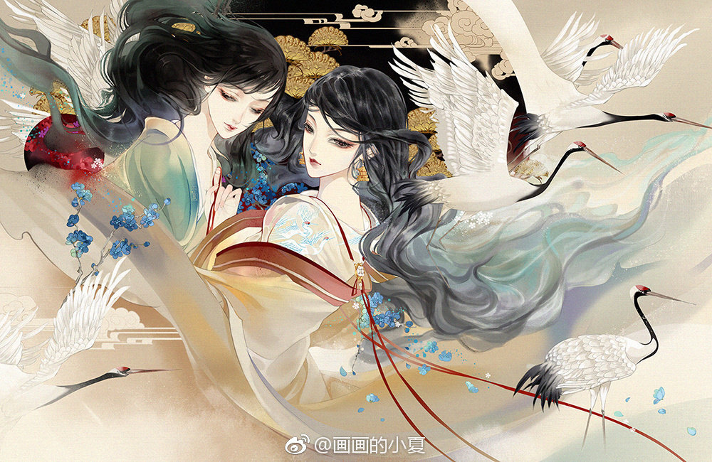 一组古风人物插画作品，太美了
插画师 |画画的小夏 ​