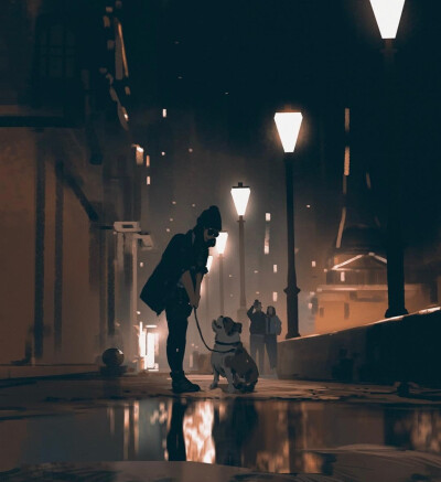 Atey Ghailan ​手绘 插画 深夜 ins 雨天 配色 色调 孤独 迷幻 诚实 生活 都市 渺小