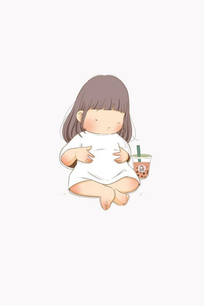 一个爱喝奶茶的胖女孩…可爱日常插画 by