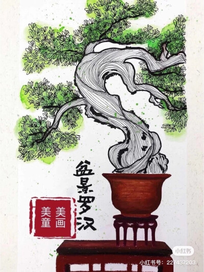 结合线描的创意画