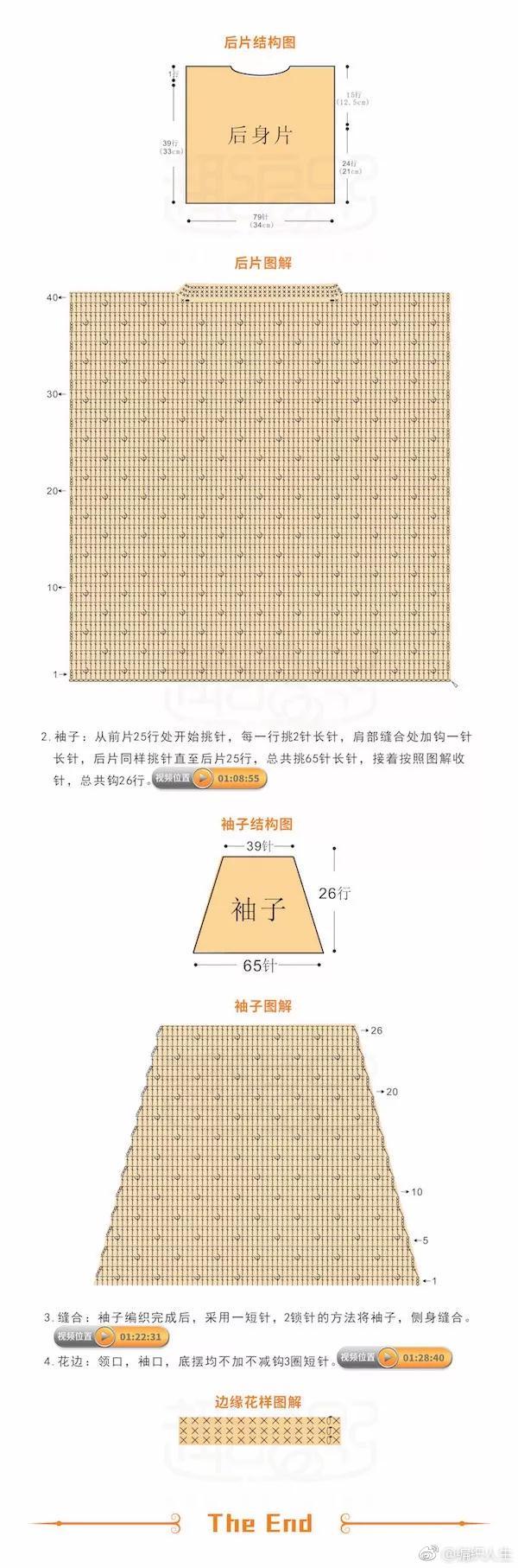 钩针钩编编织宝宝毛衣图解