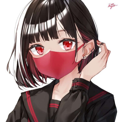 闺蜜团头 ／ 女头 ／ JK ／ 口罩
（图源p站）