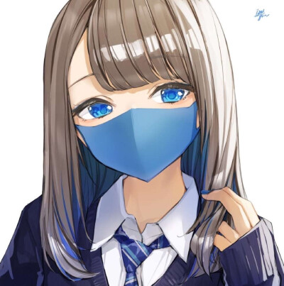 闺蜜团头 ／ 女头 ／ JK ／ 口罩
（图源p站）