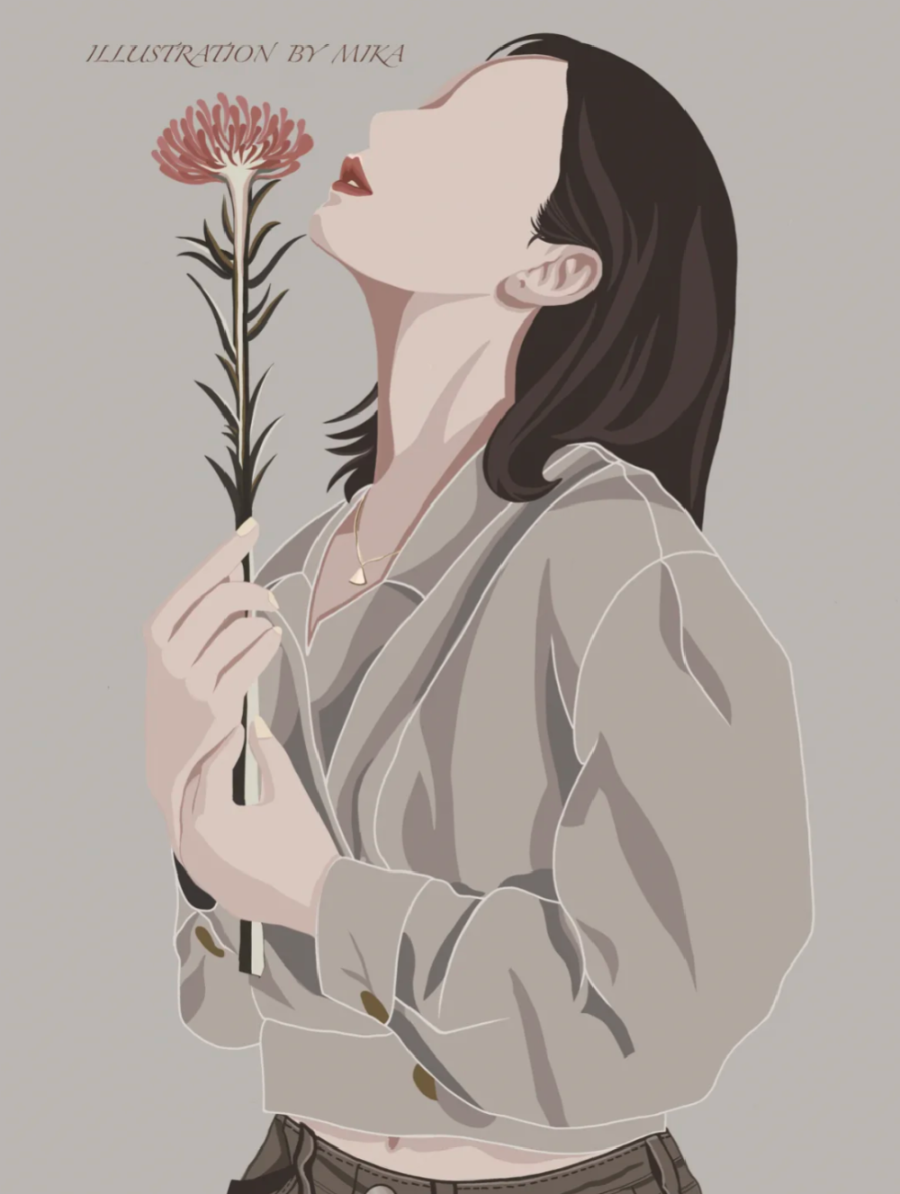  治愈系插画·花与少女
