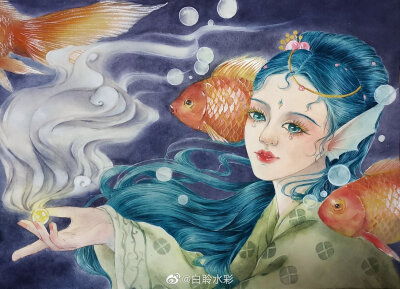 作者'白玲水彩