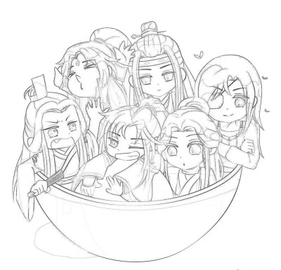 魔道祖师线稿