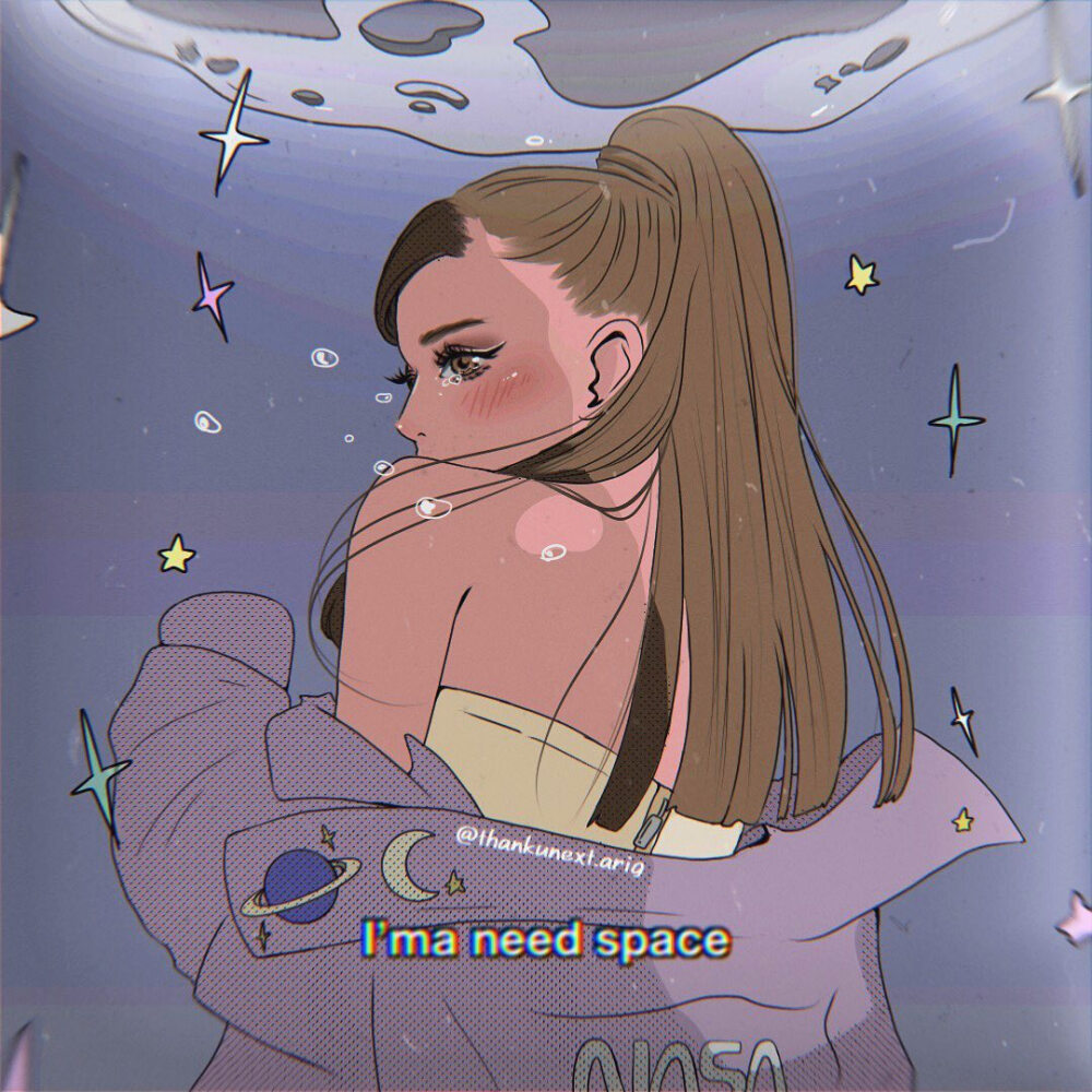 Ariana Grande a妹 欧美diva女歌手 美黑 日系 手绘 插画 女头 爱莉杏菜 高马尾 ins搬运 海豚音 