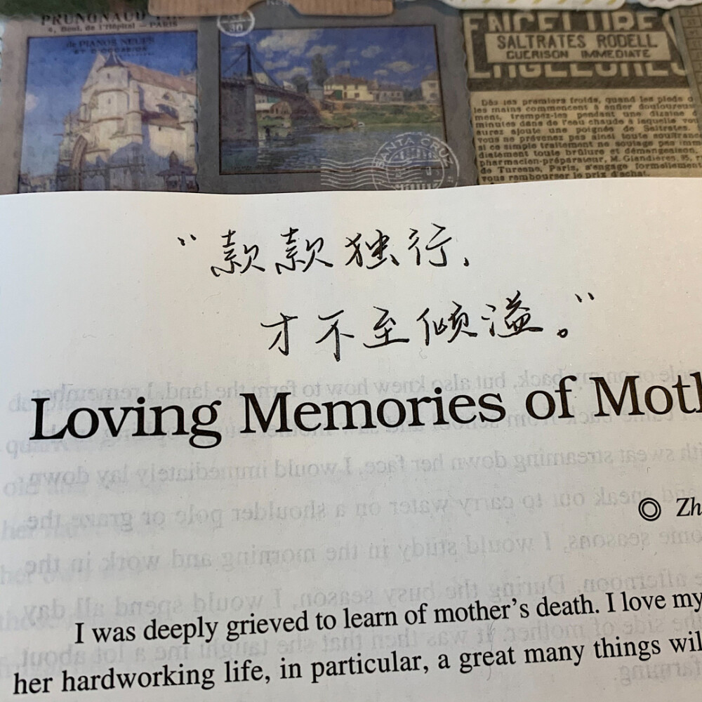 语录分享
手写字帖：屿鱼文创—小熊手写体
背景书：《英译中国现代散文》
??小熊手写-