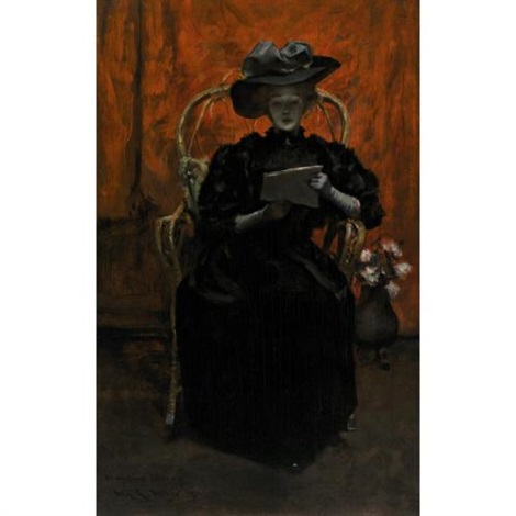 Irving Ramsey Wiles (American, 1861–1948)Title:
Lady in black (The red room) , 1890