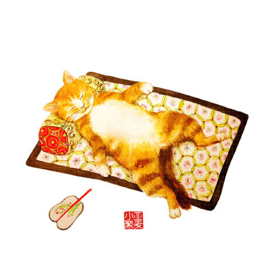 猫咪插画……插画师：亚麦小聚 ​ ​​​