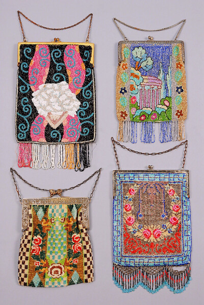 20世纪初期的女士古董手袋，就受到装饰艺术和立体主义的影响，以及东方文化和俄罗斯芭蕾舞团元素的流行，呈现出了前卫绚丽的设计感。