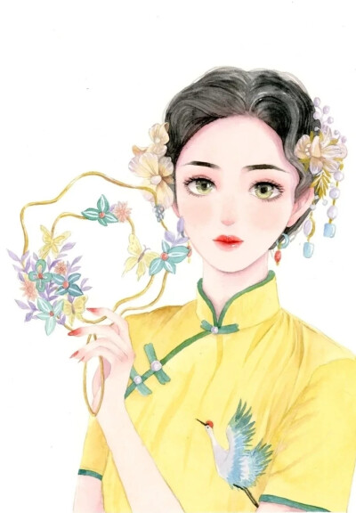 旗袍少女插画，图片来源于网络，侵删