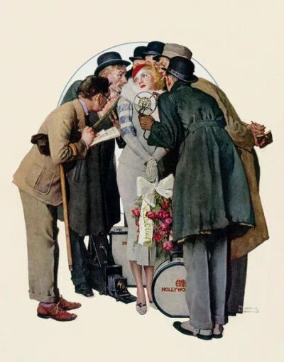 画师则是Norman Rockwell，Rockwell将20世纪美国的日常生活场景用细腻画笔一一记录下来，特别是小城镇生活的温暖，幽默感也从人物的神态中不自觉流露。