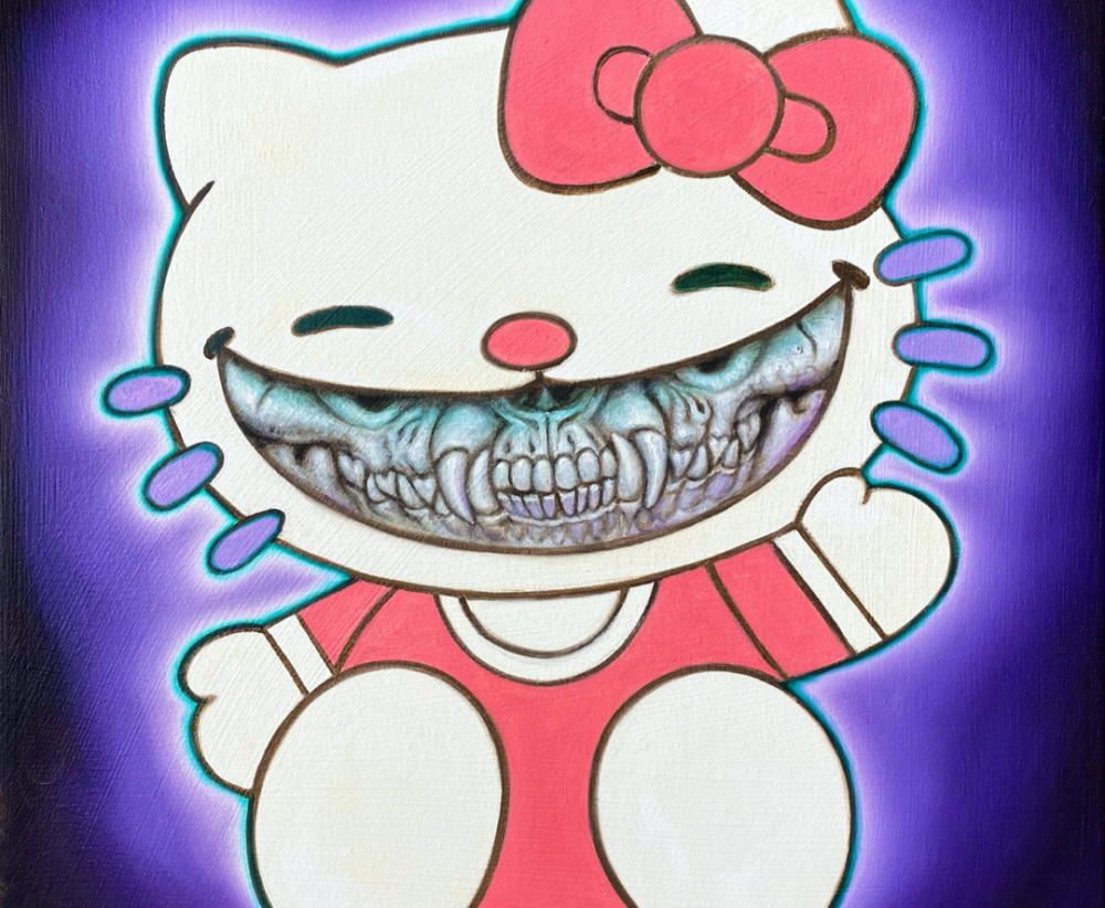 罗恩·英格利希 《咧嘴笑的hello kitty》, 2016布面油画尺寸:40.