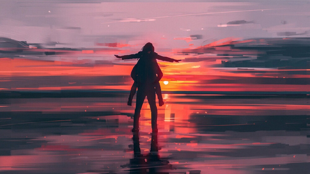 爱在日落黄昏时 ~ 插画 By_画师Alena Aenami ​​​​