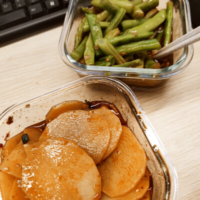 煮四季豆+拌土豆片