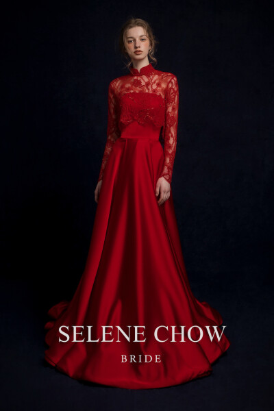 SELENE CHOW 红色系礼服，图源微博cr：@设计师Selene Chow