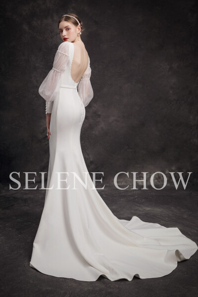 SELENE CHOW 白色系礼服，图源微博cr：@设计师Selene Chow