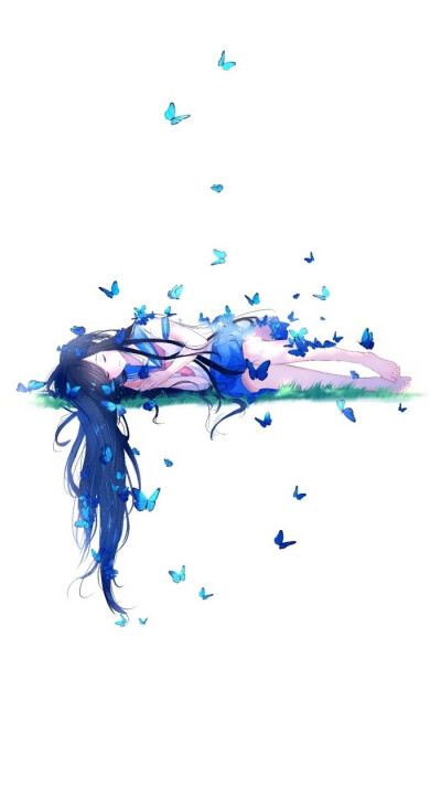 蓝蝶飞舞，如梦如幻，空灵幽怨… ~ 蓝调插画 阿拉伯插画师Lluluchwan作品​欣赏。