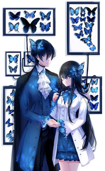 蓝蝶飞舞，如梦如幻，空灵幽怨… ~ 蓝调插画 阿拉伯插画师Lluluchwan作品​欣赏。