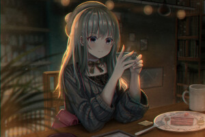 咖啡馆内的女孩 绘师：ふきた（p id=6332786） 本作品id=87448605