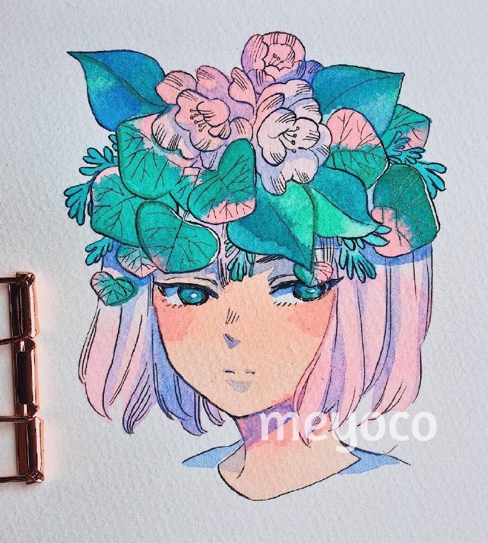 少女绘画，来自插画师meyoco ​​​
