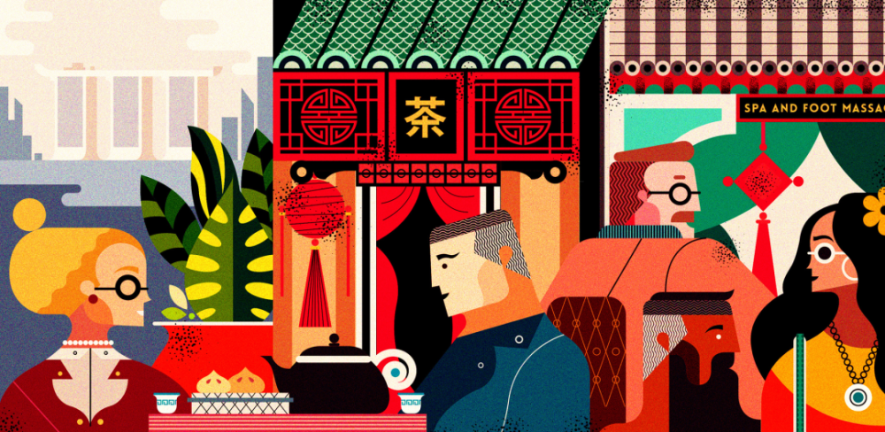 英国插画师jonnywan的配色有极强的个人色彩浓重的红绿相配营造出一种