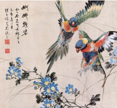 张书旗花鸟“自得家法，其气雄健，其笔超脱”
张书旗（1900—1957）原名世忠，字书旂，号南京晓庄、七炉居。室名小松山庄。浙江浦江人。曾任南京中央大学教授，抗战期间去美国创办画院，讲学作画，后定居旧金山。出…