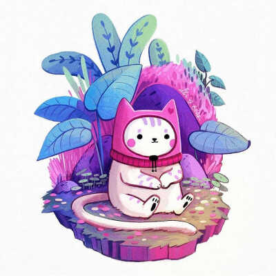 水彩动物，花