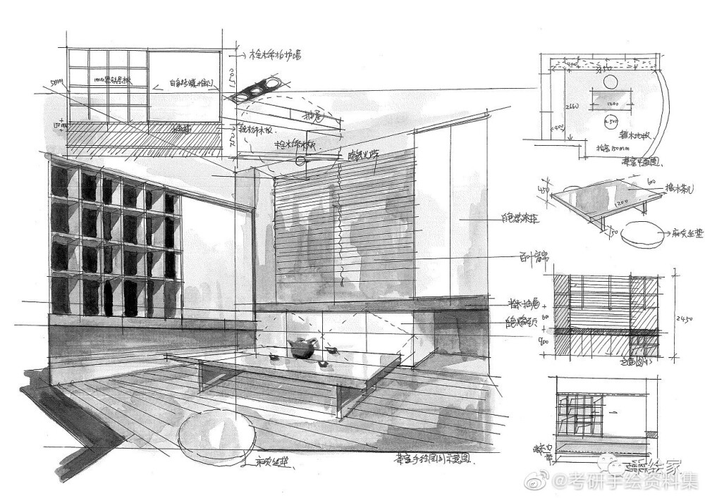 室内设计马克笔手绘 /快题设计/建筑设计/手绘/商业空间