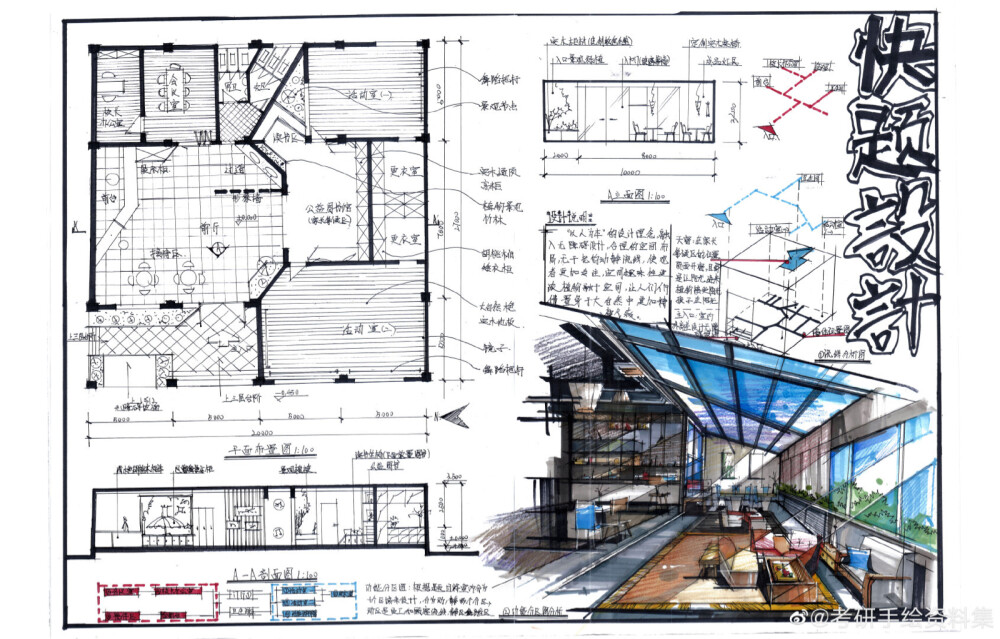 室内设计马克笔手绘 /快题设计/室内设计/手绘/商业空间