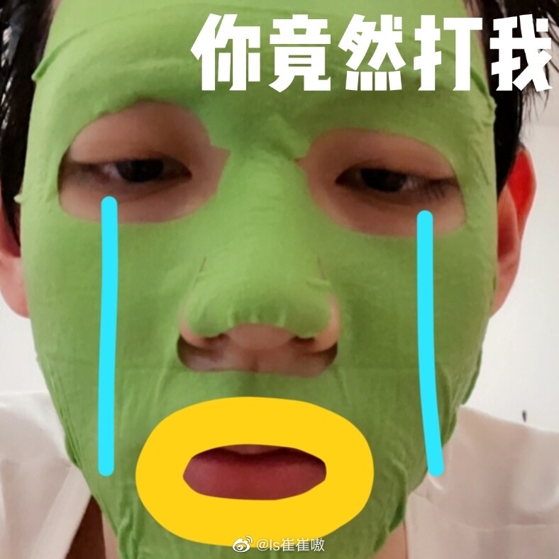 敷着面膜的绿头鱼小熊