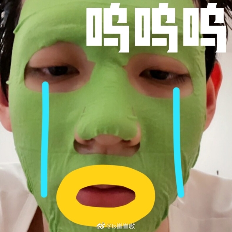 敷着面膜的绿头鱼小熊