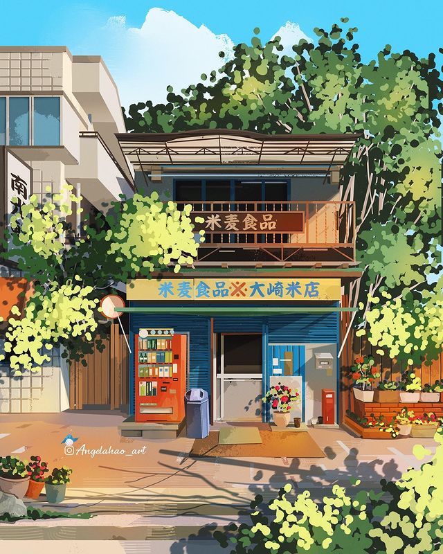 街边小店 插画 angelahao_art