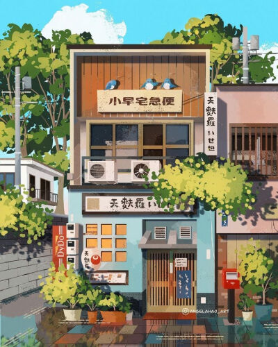 街边小店 插画 angelahao_art