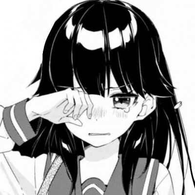 女生头像，动漫。黑白